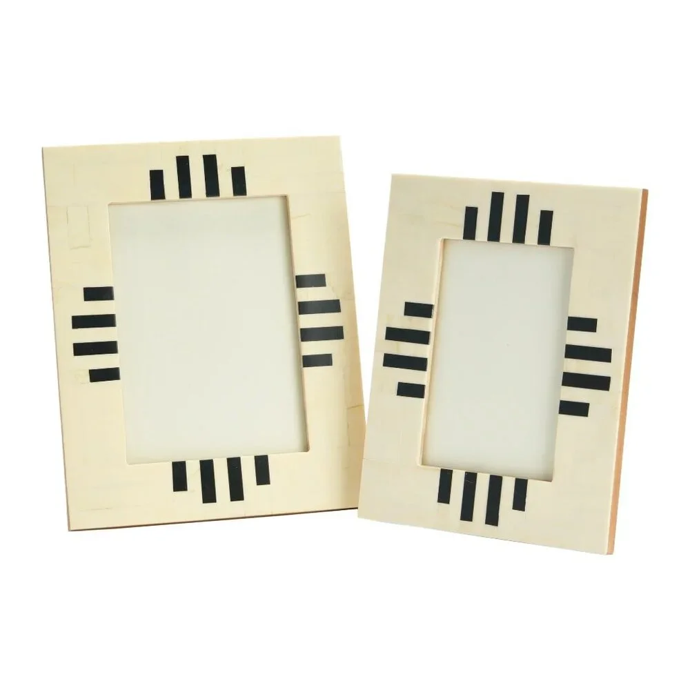 Set of Two Creative Co-Op Cream/Black Photo Frames, 4x6” and 5x7”/NWT